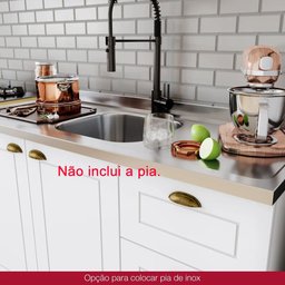 Cozinha Modulada 4 Peças 8 Portas 3 Gavetas Emily Henn - Branco Fosco - 5
