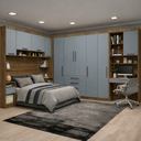 Ver imagem 1 de Guarda Roupa Modulado Casal Queen 1,58 M Canto com Escrivaninha Paris Luciane M11:azul