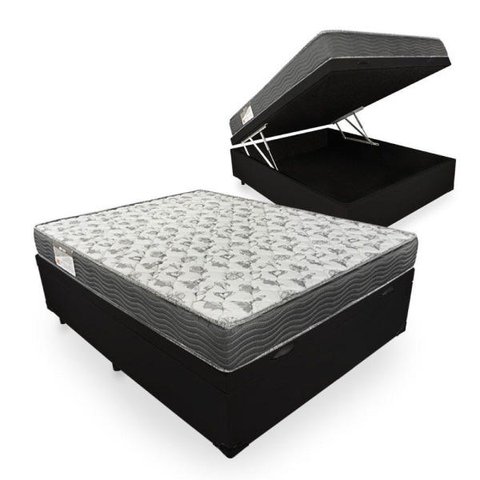 Cama Box com Baú Casal + Colchão de Espuma D33 - Ortobom - Iso 100 138cm - Preto