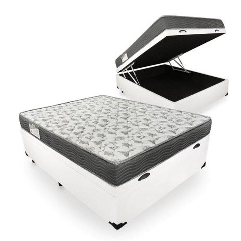 Cama Box com Baú Casal + Colchão de Espuma D33 - Ortobom - Iso 100 138cm - Branco