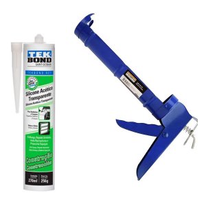 Kit Aplicador de Silicone + Veda Pia Silicone Acético Incolor Tekbond 256g