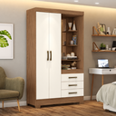 Ver imagem 1 de Guarda Roupa Roupeiro Solteiro Pequin B64 Briz 2 Portas 3 Gavetas com Espelho Nature Off White Henn