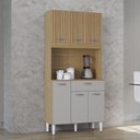 Ver imagem 2 de Cozinha Kit Cassia 6 Portas e 1 Gaveta Damasco Ripado Off White- Poquema