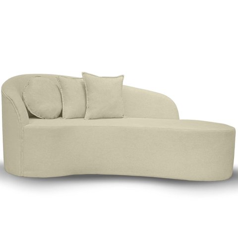 Sofá Decorativo Divã Forma Orgânica Curvo Bouclé para Salas e Consultorio Aurea