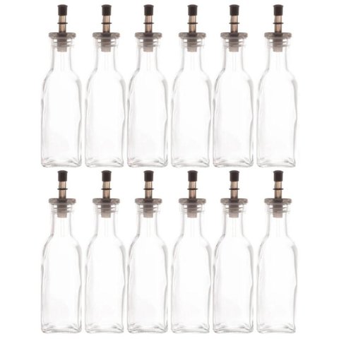 Kit 12 Garrafas Vidro 200ml Bico Dosador Vinagre Azeite Lyor