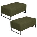 Ver imagem 1 de Kit 02 Puff Decorativo Sala de Estar Cléo 90cm Base de Ferro Preto W01 Linho Verde- Lyam Decor