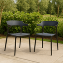 Ver imagem 1 de Kit 2 Cadeiras de Jantar Chifre Preta – Design Moderno em Polipropileno para Sala e Cozinha