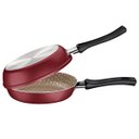 Ver imagem 1 de Omeleteira Alumínio Antiaderente Starflon Tramontina Frigideira Dupla 20cm Vermelho