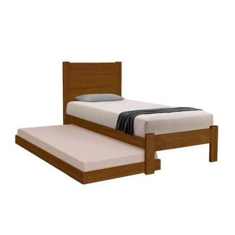 Cama de Solteiro com Auxiliar Madeira Maciça Lara Castanho