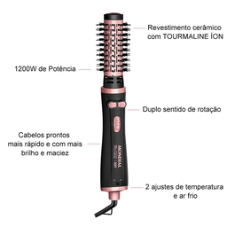 Escova Rotativa Mondial 1200w Black Rose  Erb-01 Seca e Modela Bivolt - 4