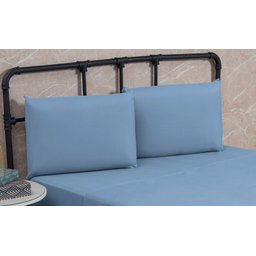Jogo de Lençol Casal Queen com Elástico Microfibra Premium 04 Peças Jogo de Cama Box 30cm Altura:azu - 3
