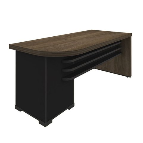 Mesa Tamburato com Gavetas Ii Ld - Charuto/preto 6106