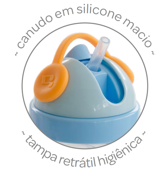 Copo de transição infantil para bebês com alça removível 300ml - Azul - 4