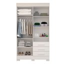 Ver imagem 3 de Guarda-Roupa Solteiro 4 Portas 3 Gavetas Capelinha com Espelho 100% MDF 119cm Nerina Espresso Móveis Branco