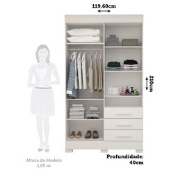 Guarda Roupa Solteiro 119cm 4 Portas 3 Gavetas Capelinha com Espelho 100% Mdf Débora - 4