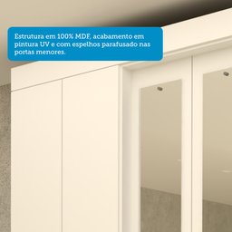 Guarda Roupa Solteiro 119cm 4 Portas 3 Gavetas Capelinha com Espelho 100% Mdf Débora - 8