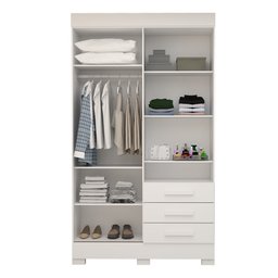 Guarda Roupa Solteiro 119cm 4 Portas 3 Gavetas Capelinha com Espelho 100% Mdf Débora - 3