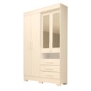 Ver imagem 2 de Guarda-Roupa Solteiro 4 Portas 3 Gavetas Capelinha com Espelho 100% MDF 119cm Nerina Espresso Móveis Branco