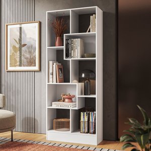 Estante Livreiro com 8 Nichos Branco Qmovi