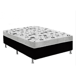 Cama Box Casal Suede Preto + Colchão Casal Suede Cinza Espuma 138x188x55 - 1