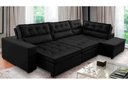 Ver imagem 1 de Sofá de Canto Retrátil e Reclinável com Molas 3,40x2,00 Virginia Suede Preto Adonai Estofados