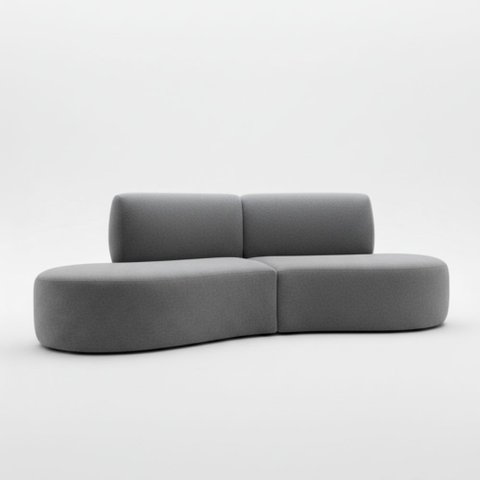 Sofá Orgânico Módulo Curvo Savana Boucle Cinza Escuro - Montanari'S Decor