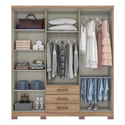 Guarda Roupa Casal Ambiente City 6 Portas Jequitibá Brilho - Henn - 3