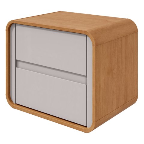 Mesa de Cabeceira 2 Gavetas Loop - Lopas Amendoa Clean/off White