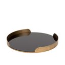 Ver imagem 1 de Bandeja Decorativa Metal Dourado com Espelho Preto 32cm 22659p Mart