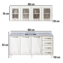 Ver imagem 5 de Armário de Cozinha de Aço 2 Peças com Vidro e Balcão para Pia Star New