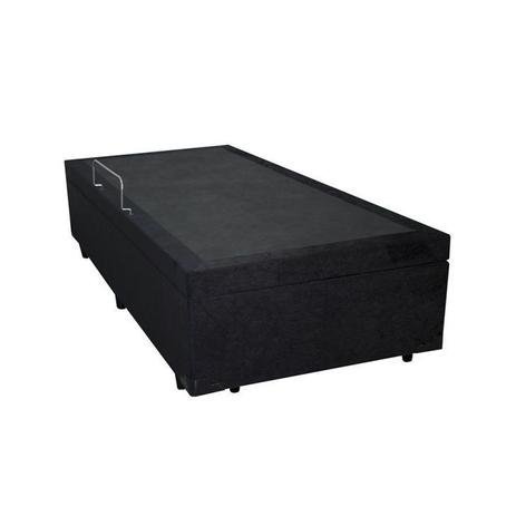 Cama Box Baú Solteiro Suede 78x188cm - Genki Kenko Colchões:preto