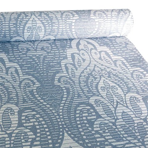 Papel de Parede Atemporal Azul Arabesco Moderno 3817 0,52 X 10,00m