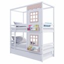 Ver imagem 2 de Treliche Infantil Casinha Reta com 02 Janelas Madeira Maciça Branco/ Rosa Megamobilia