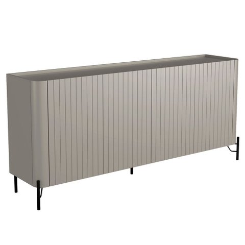 Aparador Buffet Sala de Jantar 4 Portas Brise Pés Industrial Preto Naim I03 Grigio - Lyam Decor