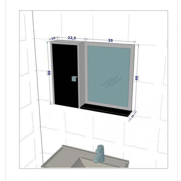 Gabinete para Banheiro com Espelheira 1 Porta Móveis Bechara - 5