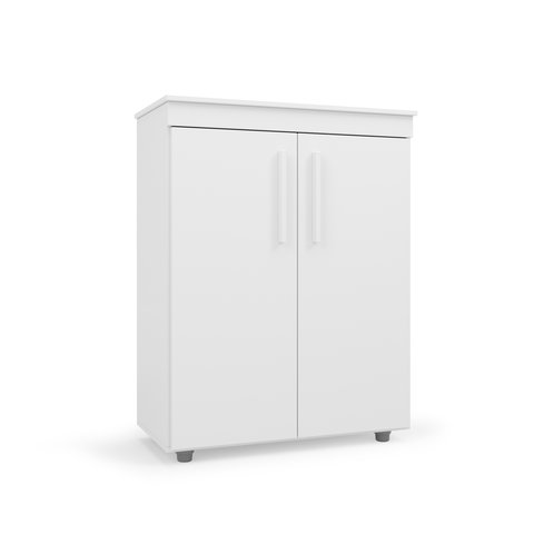 Cômoda Multiuso 2 Portas Advantage Quarto Escritório Moderno Alta Funcional Organizadora Cor Branco