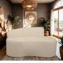 Ver imagem 2 de Sofá Curvo 2 Lugares Feijão Orgânico Divã Suede Capuccino + Brindes