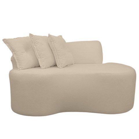 Sofá Curvo 2 Lugares Feijão Orgânico Divã Suede Capuccino + Brindes