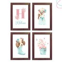 Ver imagem 1 de Quadrinho Decorativo Quarto Menina Aquarela Flor Cachorro:tabaco