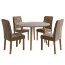 Ver imagem 1 de Mesa de Jantar Redonda Dani Mdf com 4 Cadeiras Estofadas Suede Off White Joli Molci