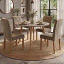 Ver imagem 2 de Mesa de Jantar Redonda Dani Mdf com 4 Cadeiras Estofadas Suede Off White Joli Molci