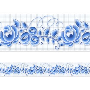 Faixa Decorativa - Floral Azul Portugues 2