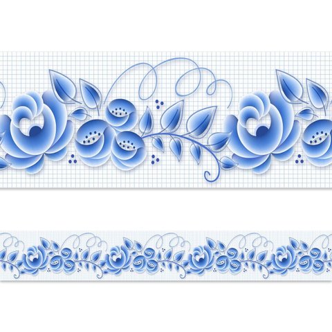 Faixa Decorativa - Floral Azul Portugues 2
