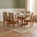 Ver imagem 1 de Conjunto Mesa de Jantar 6 Cadeiras 160cm com Tampo de Vidro