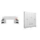 Ver imagem 1 de Conjunto Guarda-Roupa Casal 6 Portas e Cabeceira com 2 Mesas de Apoio Yescasa
