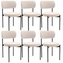 Ver imagem 1 de Kit 06 Cadeiras Estofadas para Sala de Jantar Louvre L02 Suede Bege - Lyam Decor