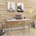 Ver imagem 1 de Mesa Escrivaninha 135cm Tampo Cavalete Trio Uvim Branca E Mel