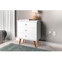 Ver imagem 2 de Criado Mesa de Cabeceira com 3 Gavetas Pés Palito Retrô em Madeira Maciça – J&a Móveis:branco