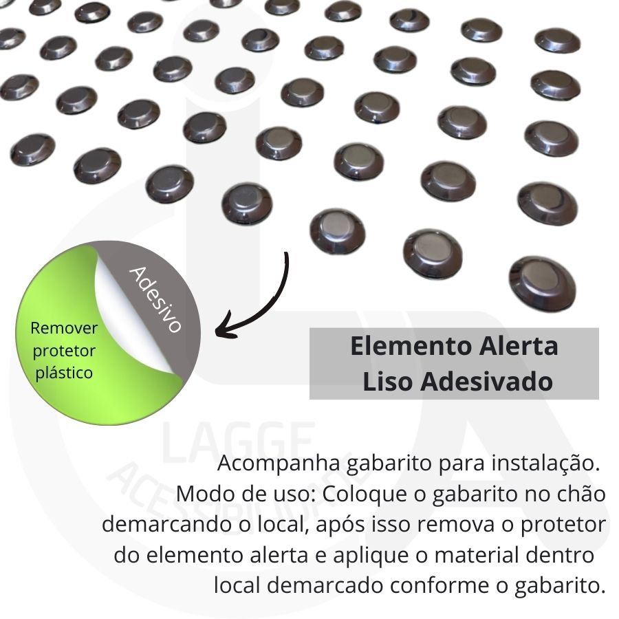Elemento Tátil Alerta Inox Adesivado - 5