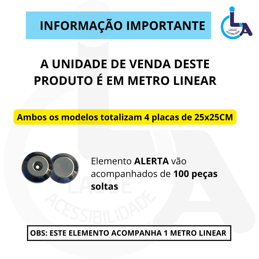 Elemento Tátil Alerta Inox Adesivado - 8